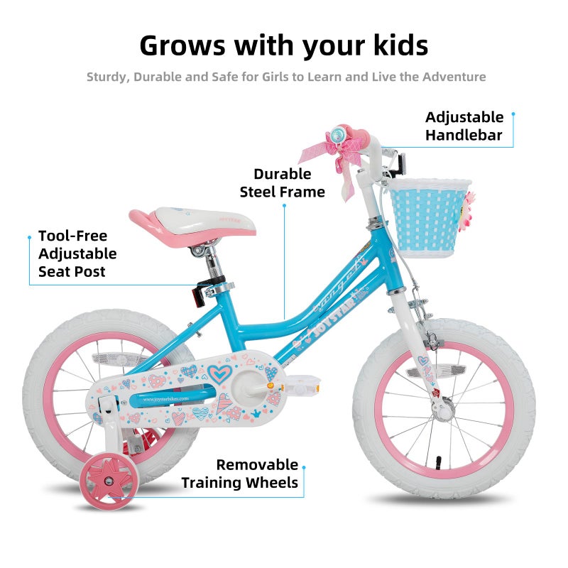 JOYSTAR 14 Inch Girls Bike Toddler Bike for 3 4 5 Years Old Girl 14" Kids Bikes for Ages 3-5 yr with Training Wheels and Basket Children's Bicycle in Blue - Image 2